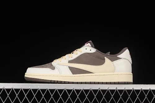 All categories Air Jordan Jordan series basketball shoes Air Jordan 1 Low foreign trade version Travis Scott x Air Jordan 1 Low OG "Reverse Mocha" AJ1 Joe 1 reverse mocha brown and white barb joint casual sports basketball shoes DM7866-162